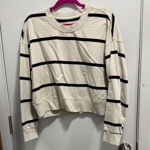Lululemon Athletica Cream and Black Striped Sweatshirt